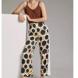 Anthropologie Graphic Wide Leg Pants - Black, White, Orange